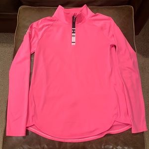 Under Armour Heat Gear Long Sleeve Hot Pink quarter zip pullover